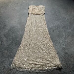 Adrianna Papell Women’s Strapless Cream Sequin Maxi Dress Size 6 Formals Wedding